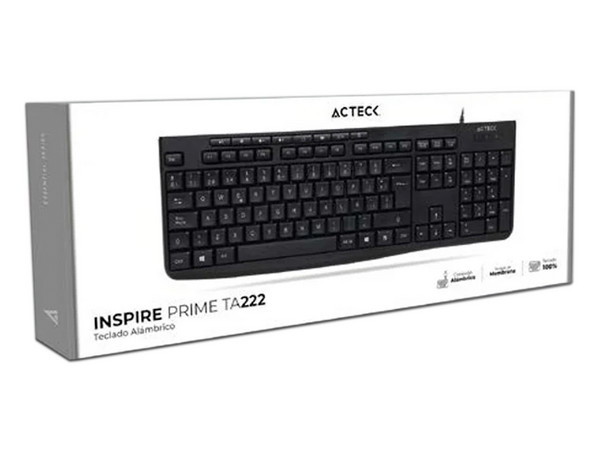 Teclado Acteck Inspire Prime TA222, Cable de 1.5m. Color Negro
