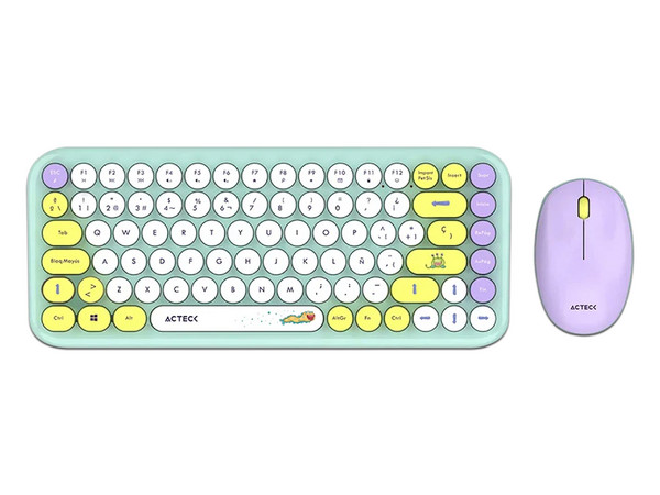Kit de Teclado y Mouse Acteck Creator Chic K-Colors MK480, Receptor USB, Color Verde.