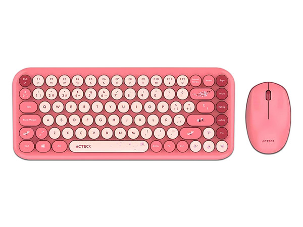 Kit de Teclado y Mouse Acteck Creator Chic K-Colors MK480, Receptor USB, Color Rosa.