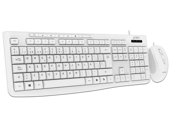 Kit Teclado y Mouse Acteck Creator Prime MK455, Alámbrico, USB, Membrana, Color Blanco. Español.
