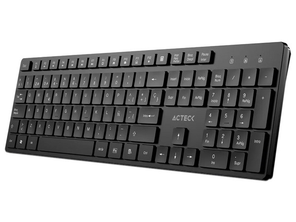 Teclado inalámbrico Acteck Vantage Aero TI555, Receptor USB, (Versión en Español). Color Negro.
