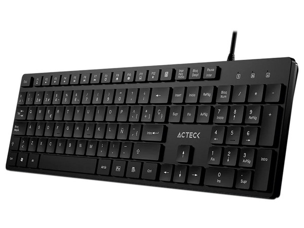 Teclado Alámbrico Acteck Vantage Aero TM545, USB, (Versión en Español). Color Negro.