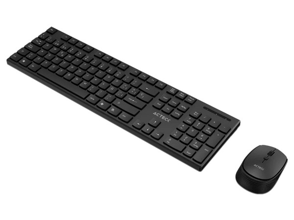 Kit de Teclado y Mouse Óptico Inalámbricos Acteck Creator Vantage Prime MK555, Receptor USB. Español, Color Negro.