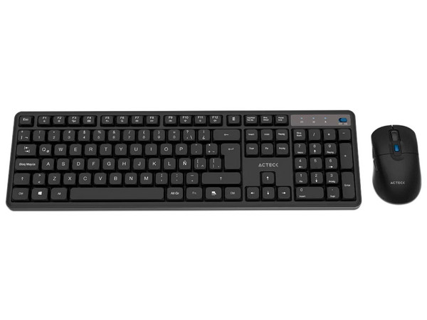 Kit de Teclado y Mouse Óptico Inalámbricos Acteck Creator Silent Pro MK474, Receptor USB, (Versión en Español), Color Negro.