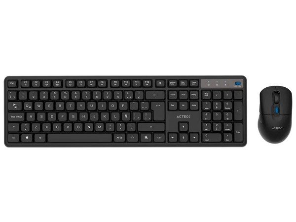 Kit de Teclado y Mouse Óptico Inalámbricos Acteck Creator Silent Pro MK474, Receptor USB, (Versión en Español), Color Negro.