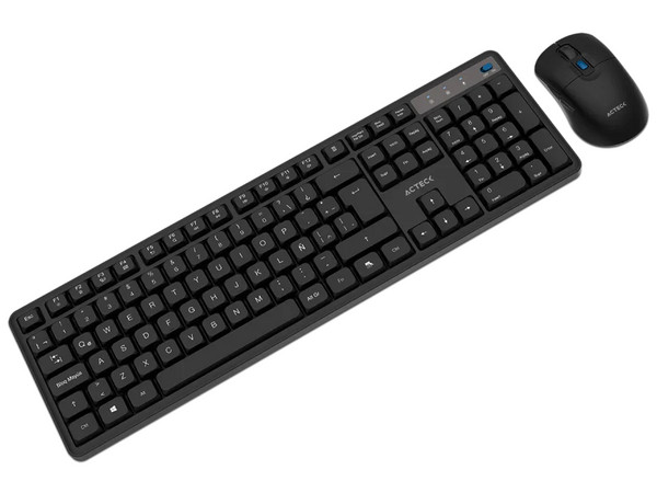 Kit de Teclado y Mouse Óptico Inalámbricos Acteck Creator Silent Pro MK474, Receptor USB, (Versión en Español), Color Negro.