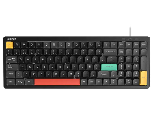 Teclado Gamer Acteck Techno Core TA780 Elite, Alámbrico, Retroiluminado RGB, USB. Color Negro. (Versión en Español).