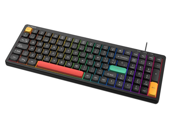 Teclado Gamer Acteck Techno Core TA780 Elite, Alámbrico, Retroiluminado RGB, USB. Color Negro. (Versión en Español).