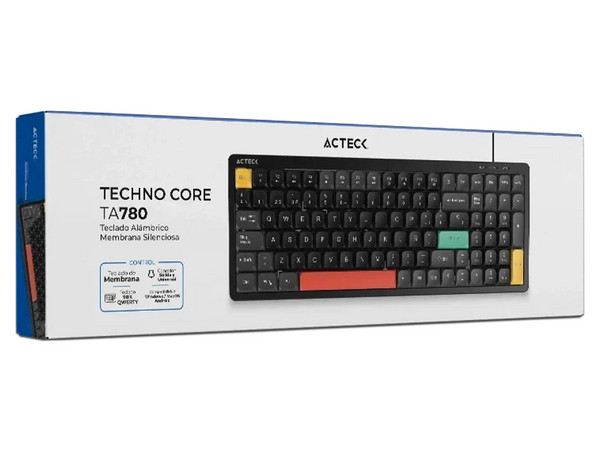 Teclado Gamer Acteck Techno Core TA780 Elite, Alámbrico, Retroiluminado RGB, USB. Color Negro. (Versión en Español).