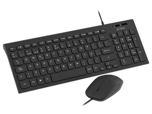 Kit Teclado y Mouse Acteck Creator Compact MK235, Tipo Membrana, 1200 DPI, Cable USB de 1.2m. Color Negro.