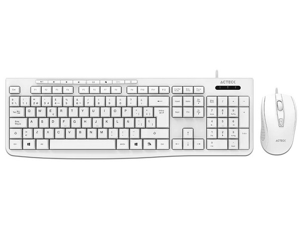 Kit de Teclado y Mouse Acteck  Creator Prime MK455, USB, Color Blanco.