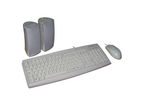 KIT Acteck AK-2000 de Teclado, Mouse y Bocinas. Color Blanco