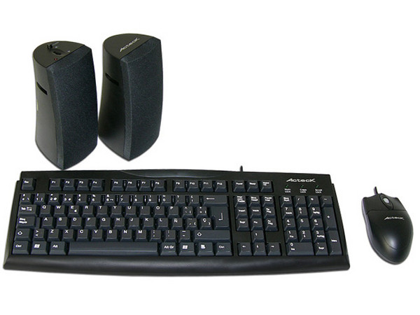 KIT Acteck AK-2000 de Teclado, Mouse y Bocinas. Color Negro