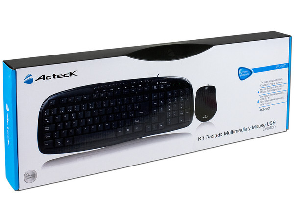 Teclado Multimedia y Mouse óptico Acteck AK2-3000, USB