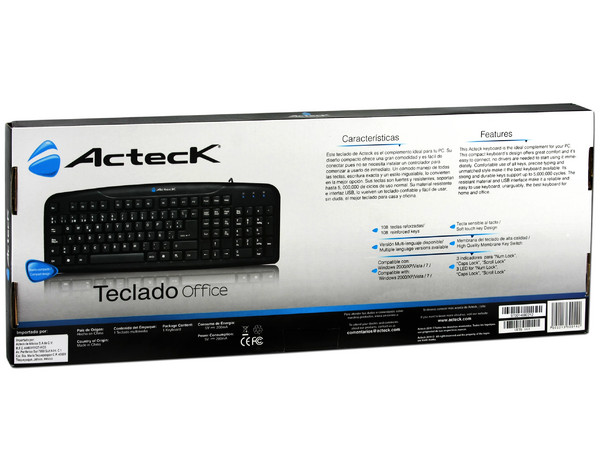 Teclado Acteck Office, USB. Color Negro