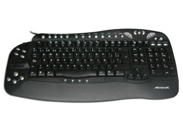 Teclado Acteck AT-8000XP Multimedia Smart Office XP, USB y PS/2. Color Negro