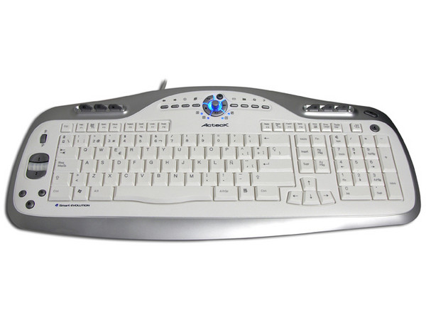 Teclado Acteck AT-9000XP Smart Evolution con conector y puerto USB. Color Blanco/Plateado
