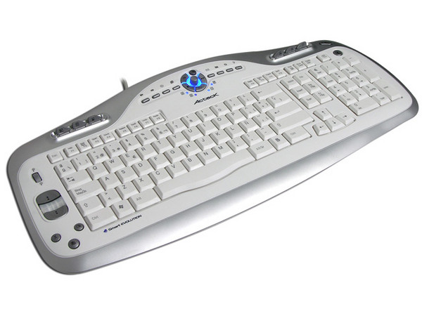 Teclado Acteck AT-9000XP Smart Evolution con conector y puerto USB. Color Blanco/Plateado