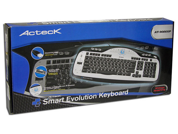 Teclado Acteck AT-9000XP Smart Evolution con conector y puerto USB. Color Blanco/Plateado