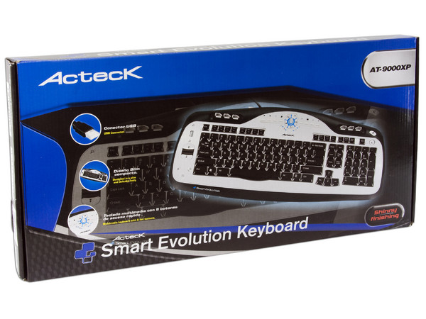 Teclado Acteck AT-9000XP Smart Evolution con conector y puerto USB. Color  Plateado con Negro