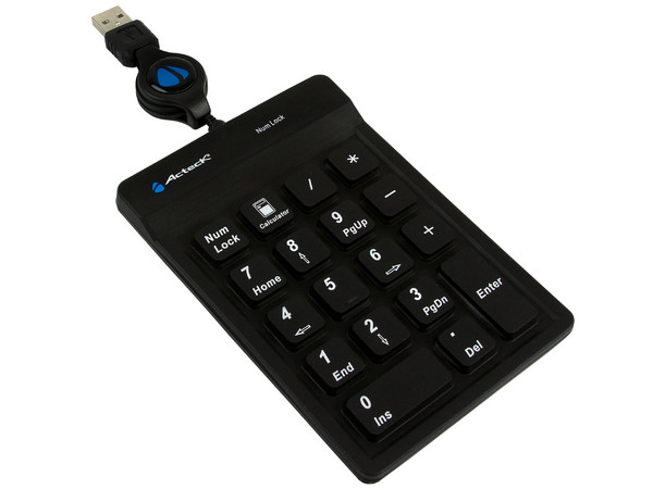Mini Teclado Numérico Acteck Flexible, USB. Color Negro