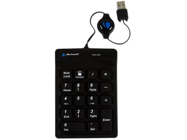 Mini Teclado Numérico Acteck Flexible, USB. Color Negro