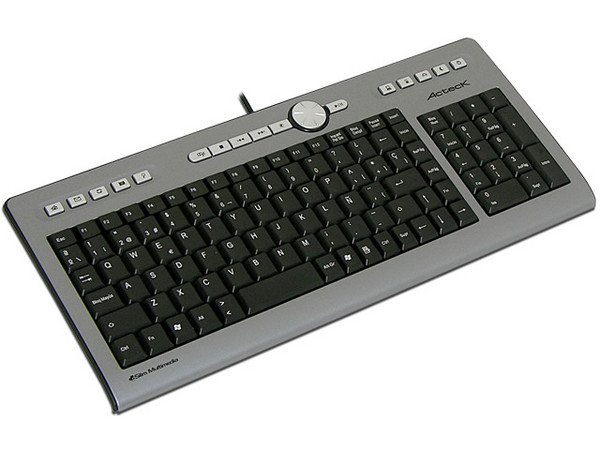 Teclado Acteck Multimedia Slim, USB. Color Plata/Negro