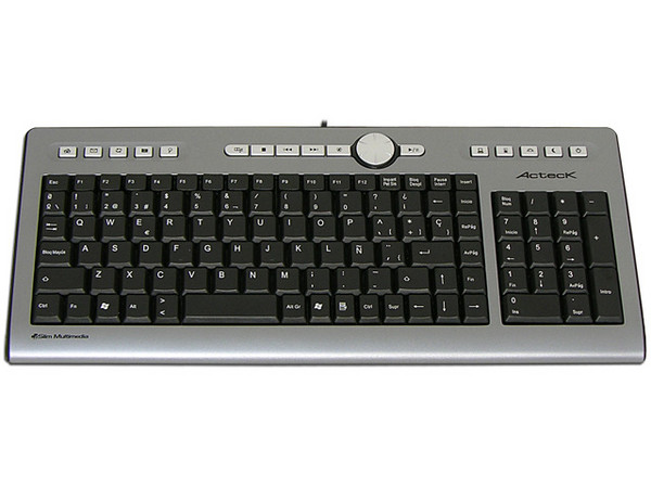 Teclado Acteck Multimedia Slim, USB. Color Plata/Negro