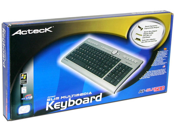Teclado Acteck Multimedia Slim, USB. Color Plata/Negro