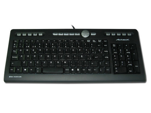 Teclado Acteck Multimedia Slim, USB. Color Negro/Plata