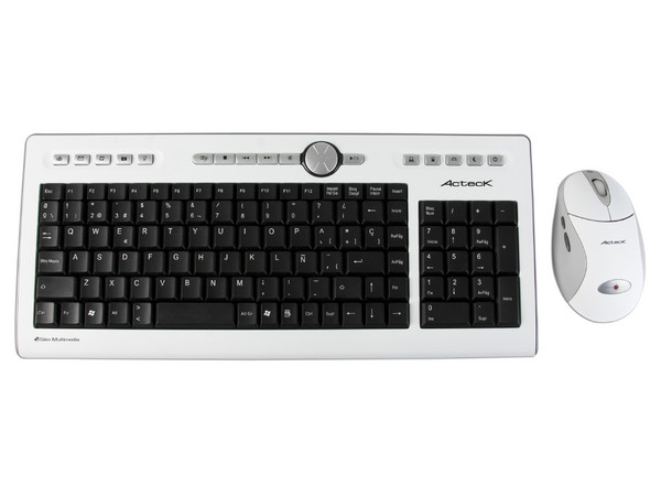Teclado y Mouse inalámbrico Slim Acteck AT-SLX500RF, USB. Color Blanco con Negro