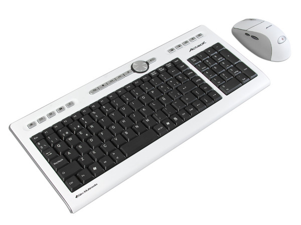 Teclado y Mouse inalámbrico Slim Acteck AT-SLX500RF, USB. Color Blanco con Negro