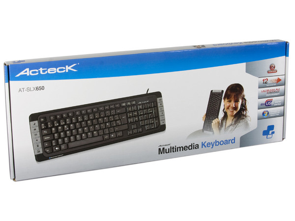 Teclado Acteck Multimedia, USB. Color Negro