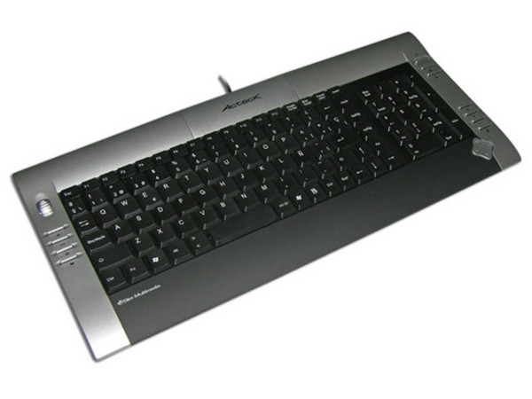 Teclado Acteck Slim Multimedia Scroll, USB. Color Plata/Negro