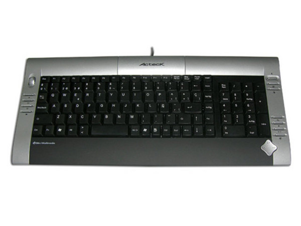 Teclado Acteck Slim Multimedia Scroll, USB. Color Plata/Negro