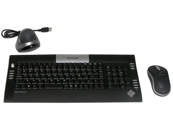 Teclado y Mouse inalámbrico Slim Acteck AT-SLX700RF, USB. Color Negro/Plateado