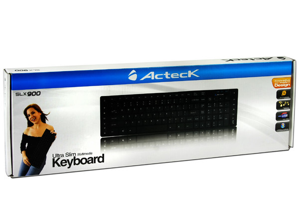 Teclado Acteck Ultra Slim Multimedia, USB. Color Negro