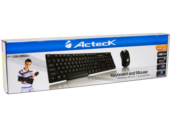 Teclado y Mouse inalámbricos Acteck AT-DSK550RF. Color Negro