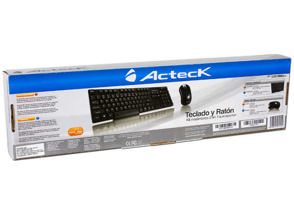 Teclado y Mouse inalámbricos Acteck AT-DSK550RF. Color Negro