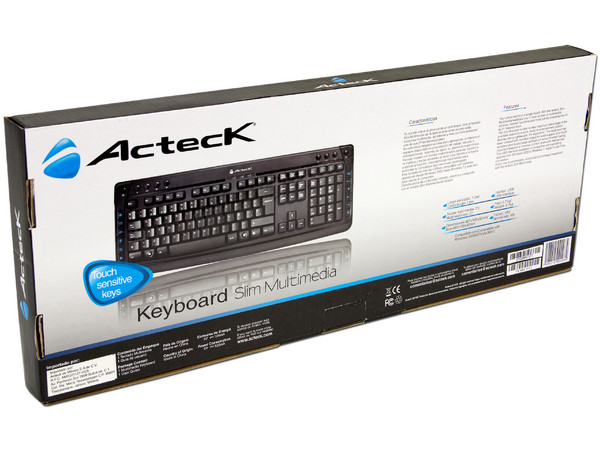 Teclado Acteck Slim Multimedia SLX-850, USB. Color Negro