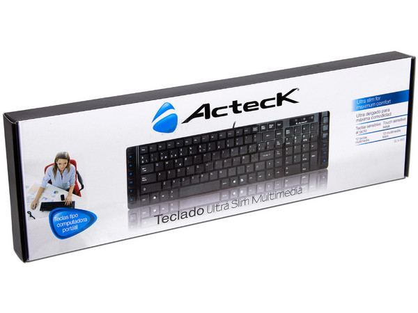 Teclado Acteck SLX950 Ultra Slim Multimedia, USB. Color Negro