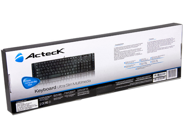 Teclado Acteck SLX950 Ultra Slim Multimedia, USB. Color Negro