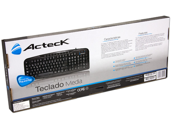 Teclado Acteck Media AT-3200, USB. Color Negro.
