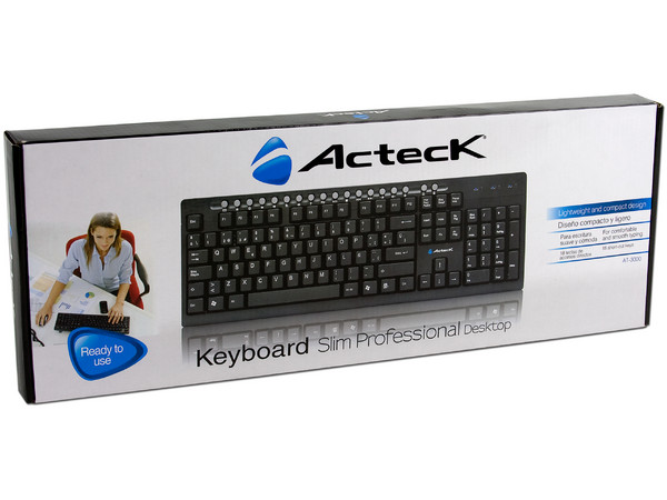 Teclado Acteck Slim Professional Desktop, USB. Color Negro