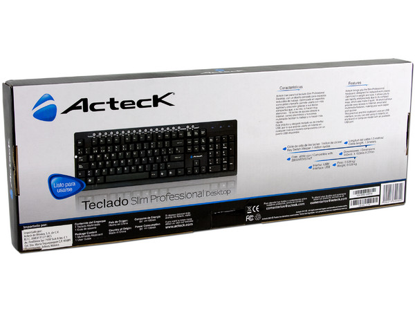 Teclado Acteck Slim Professional Desktop, USB. Color Negro