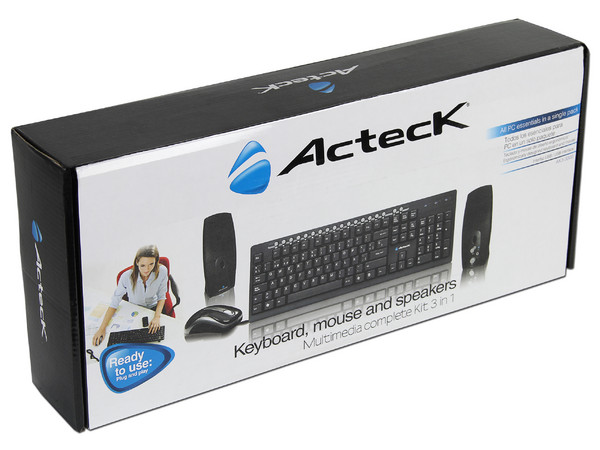 Kit 3 en 1 Acteck AK3-3000 de Teclado Multimedia, Mouse Óptico y Bocinas