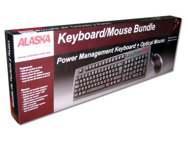 KIT Alaska: Teclado y Mouse Optico, Color Negro