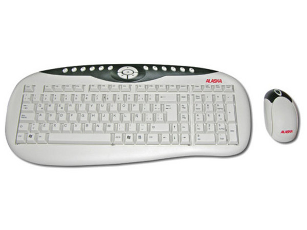 Paquete de Teclado y Mouse Óptico Inalámbricos marca Alaska, PS/2.