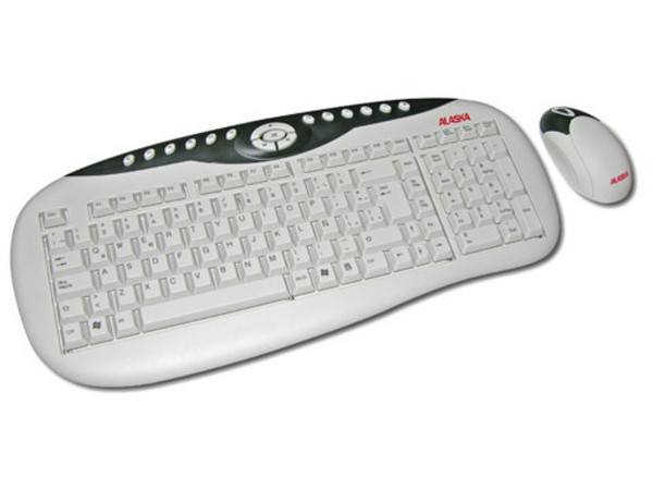 Paquete de Teclado y Mouse Óptico Inalámbricos marca Alaska, PS/2.