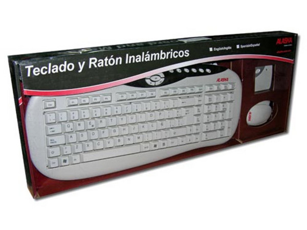 Paquete de Teclado y Mouse Óptico Inalámbricos marca Alaska, PS/2.